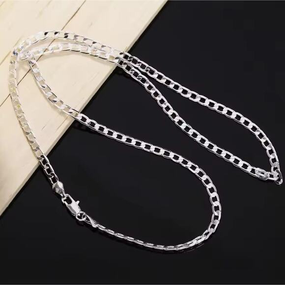 Men's Woman's Cuban 925 Silver Plated 2mm Chain Necklace Christmas Birthday Gift